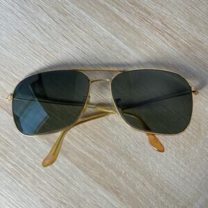 Vintage B&L Ray-Ban Sunglasses G-15 Lenses Aviator Gold READ 58-16 USA